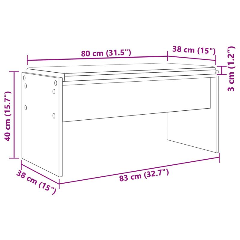 Casa si Gradina - Mobilier - Organizare si depozitare - Bancute - Banca pentru hol cu perna Stejar Artizanal 83 x 38 x 40 cm - Infinity.ro