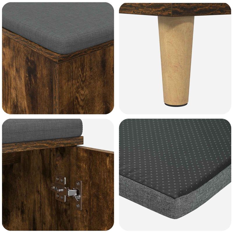 Casa si Gradina - Mobilier - Organizare si depozitare - Bancute - Banca pentru hol cu perna cu usa Stejar fumuriu 60 x 38 x 46 cm, - Infinity.ro