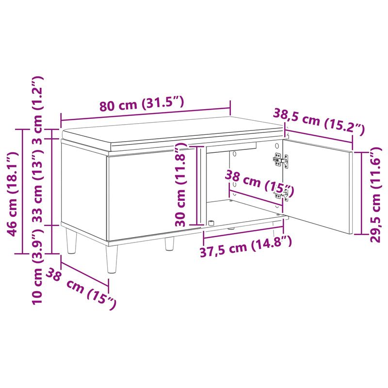 Casa si Gradina - Mobilier - Organizare si depozitare - Bancute - Banca pentru hol cu perna cu usa Stejar fumuriu 60 x 38 x 46 cm, - Infinity.ro