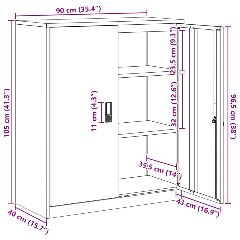 Casa si Gradina - Mobilier - Dulapuri si sifoniere - Dulapuri - Dulap de depozitare Alb 90 x 40 x 105 cm Otel Laminat la Rece - Infinity.ro