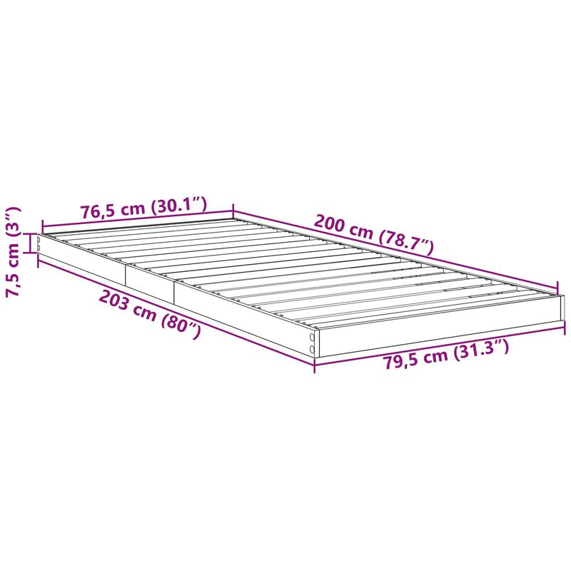 Casa si Gradina - Mobilier - Paturi si accesorii - Paturi - Cadru de pat de podea Sonoma 80 x 200 cm Lemn compozit - Infinity.ro