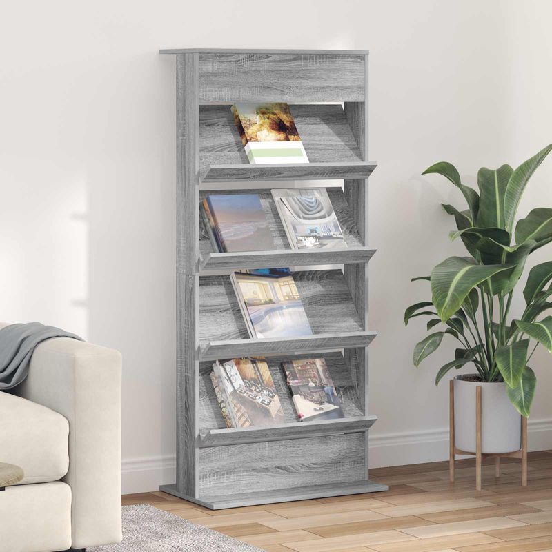 Casa si Gradina - Mobilier - Biblioteci si rafturi - Rafturi - Raft pentru reviste Gri Sonoma 70 x 41 x 156 cm Lemn compozit - Infinity.ro