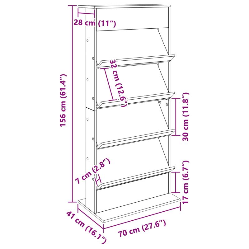 Casa si Gradina - Mobilier - Biblioteci si rafturi - Rafturi - Raft pentru reviste Gri Sonoma 70 x 41 x 156 cm Lemn compozit - Infinity.ro