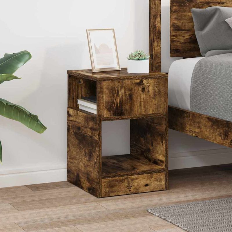 Casa si Gradina - Mobilier - Mese si birouri - Mese living - Masa laterala Stejar fumuriu 30,5 x 30 x 45 cm Lemn compozit - Infinity.ro
