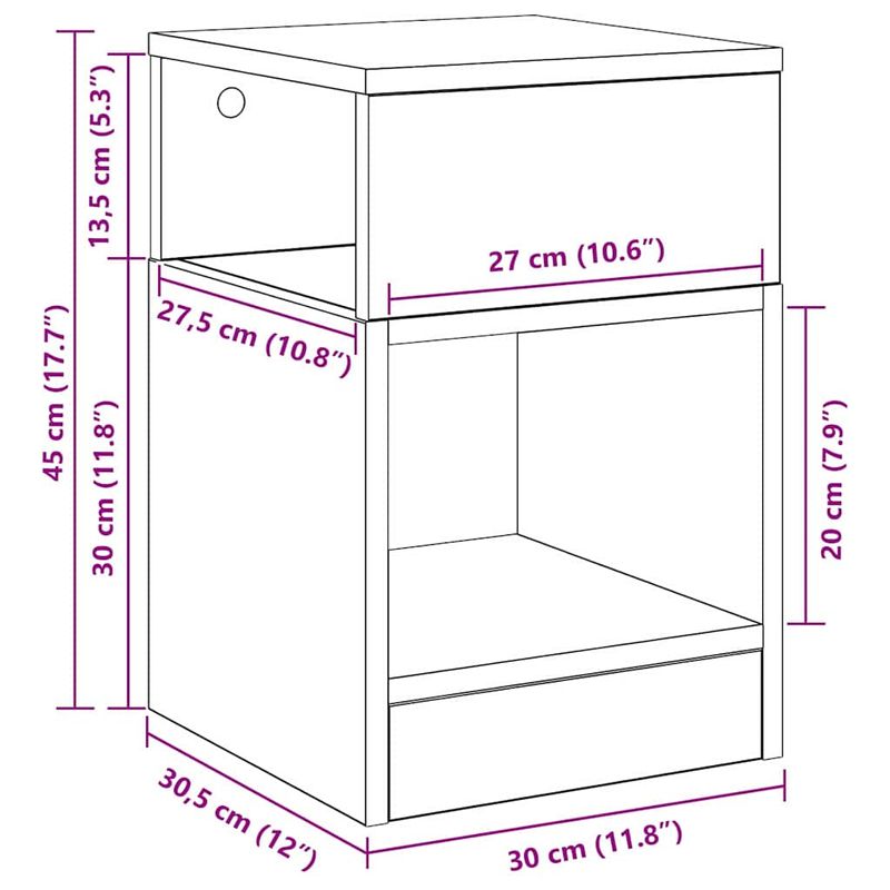 Casa si Gradina - Mobilier - Mese si birouri - Mese living - Masa laterala Stejar fumuriu 30,5 x 30 x 45 cm Lemn compozit - Infinity.ro