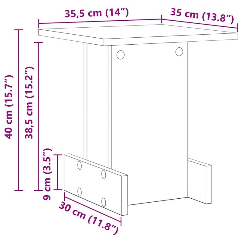 Casa si Gradina - Mobilier - Mese si birouri - Mese living - Masa laterala Stejar Artizanal 35,5 x 35 x 40 cm Lemn compozit - Infinity.ro