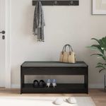 Casa si Gradina - Mobilier - Canapele si coltare - Banchete - Banca pentru hol cu perna cu raft Stejar Negru 103 x 38 x 45 cm - Infinity.ro