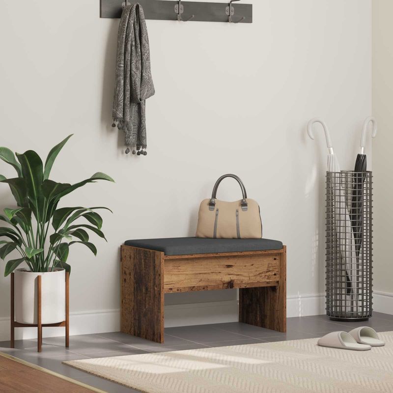 Casa si Gradina - Mobilier - Organizare si depozitare - Bancute - Banca pentru hol cu perna Lemn vechi 63 x 38 x 40 cm - Infinity.ro