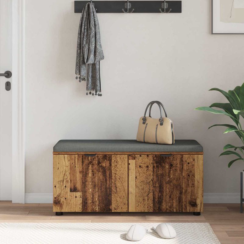 Casa si Gradina - Mobilier - Canapele si coltare - Banchete - Banca pentru hol cu perna cu usa Lemn vechi 100 x 38 x 46 cm - Infinity.ro