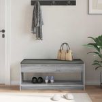 Casa si Gradina - Mobilier - Organizare si depozitare - Bancute - Banca pentru hol cu perna cu raft Gri Sonoma 103 x 38 x 45 cm - Infinity.ro