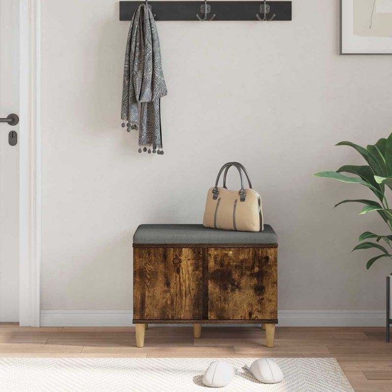Casa si Gradina - Mobilier - Organizare si depozitare - Bancute - Banca pentru hol cu perna cu usa Stejar fumuriu 60 x 38 x 46 cm - Infinity.ro