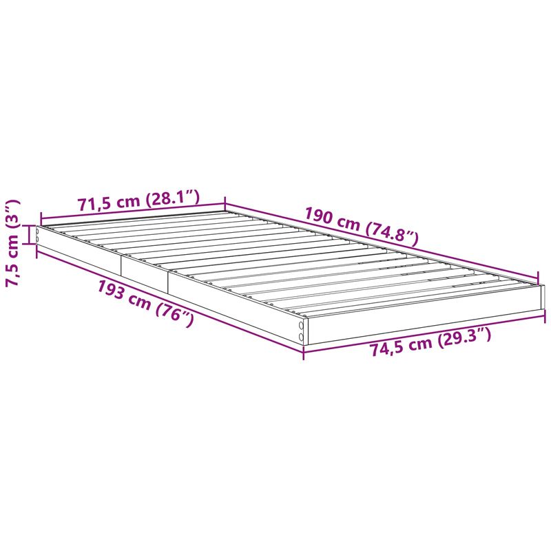 Casa si Gradina - Mobilier - Paturi si accesorii - Paturi - Cadru de pat de podea Gri din beton 74,5 x 190 cm Lemn compozit - Infinity.ro