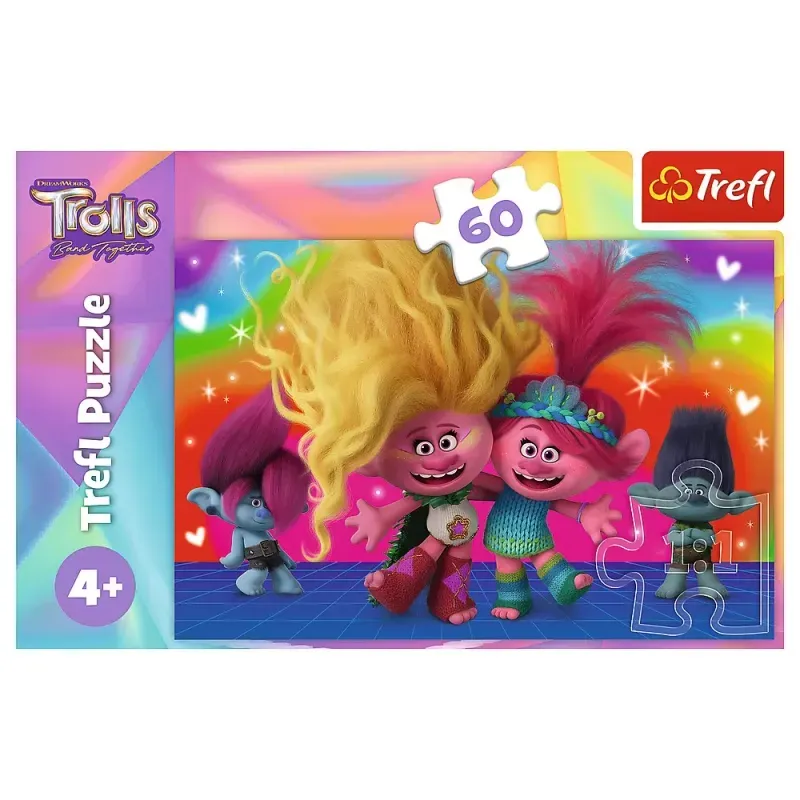 Jucarii, Copii si Bebe - Jucarii si jocuri - Jocuri si puzzle - Puzzle - Puzzle Trefl 60 piese Trolii Prietenosi - Infinity.ro