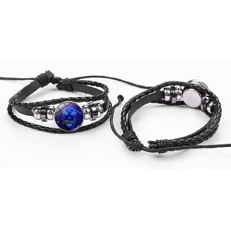 Fashion, accesorii si bijuterii - Femei - Bijuterii femei - Bratari femei - Brățară Zodiacală fosforescentă BALANȚĂ, realizată din Piele PU, Orgonit & Accesorii Metalice, dimensiune reglabilă - Infinity.ro