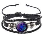 Fashion, accesorii si bijuterii - Femei - Bijuterii femei - Bratari femei - Brățară Zodiacală fosforescentă PEȘTI, realizată din Piele PU, Orgonit & Accesorii Metalice, dimensiune reglabilă - Infinity.ro