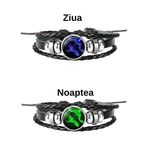 Fashion, accesorii si bijuterii - Femei - Bijuterii femei - Bratari femei - Brățară Zodiacală fosforescentă PEȘTI, realizată din Piele PU, Orgonit & Accesorii Metalice, dimensiune reglabilă - Infinity.ro