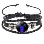 Fashion, accesorii si bijuterii - Femei - Bijuterii femei - Bratari femei - Brățară Zodiacală fosforescentă CAPRICORN, realizată din Piele PU, Orgonit & Accesorii Metalice, dimensiune reglabilă - Infinity.ro