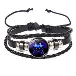 Fashion, accesorii si bijuterii - Femei - Bijuterii femei - Bratari femei - Brățară Zodiacală fosforescentă GEMENI, realizată din Piele PU, Orgonit & Accesorii Metalice, dimensiune reglabilă - Infinity.ro