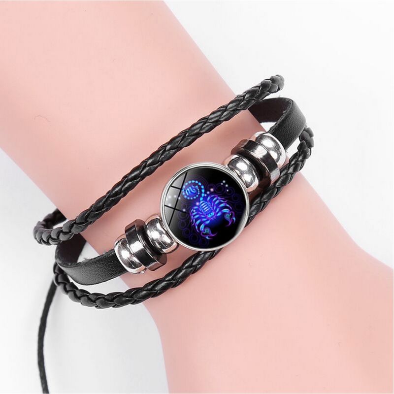 Fashion, accesorii si bijuterii - Femei - Bijuterii femei - Bratari femei - Brățară Zodiacală fosforescentă VĂRSĂTOR, realizată din Piele PU, Orgonit & Accesorii Metalice, dimensiune reglabilă - Infinity.ro