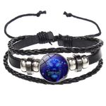 Fashion, accesorii si bijuterii - Femei - Bijuterii femei - Bratari femei - Brățară Zodiacală fosforescentă LEU, realizată din Piele PU, Orgonit & Accesorii Metalice, dimensiune reglabilă - Infinity.ro