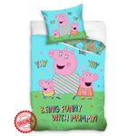 Casa si Gradina - Textile si covoare - Lenjerii de pat - Lenjerii copii - Lenjerie de pat, Purcelușa Peppa - Being Funny with Mummy, bumbac, 140x200 cm, licență oficială - Infinity.ro