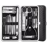 Ingrijire personala si Cosmetice - Manichiura si pedichiura - Truse manichiura si pedichiura - Trusă de manichiură și pedichiură, profesională - 19 piese, Oțel inoxidabil, husă PU elegantă - Infinity.ro