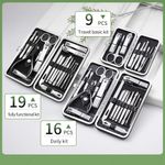 Ingrijire personala si Cosmetice - Manichiura si pedichiura - Truse manichiura si pedichiura - Trusă de manichiură și pedichiură, profesională - 19 piese, Oțel inoxidabil, husă PU elegantă - Infinity.ro