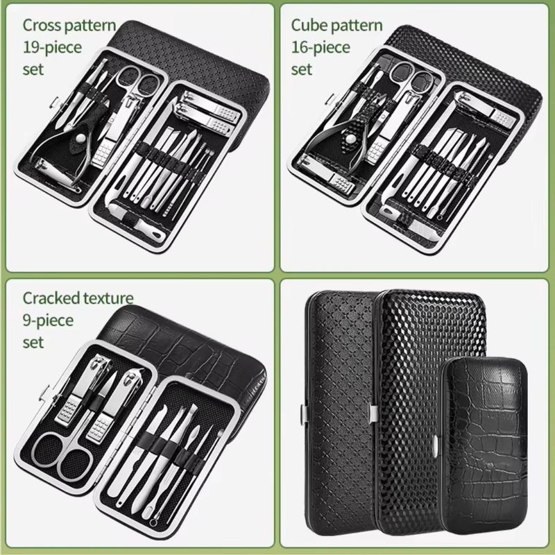 Ingrijire personala si Cosmetice - Manichiura si pedichiura - Truse manichiura si pedichiura - Trusă de manichiură și pedichiură, profesională - 19 piese, Oțel inoxidabil, husă PU elegantă - Infinity.ro