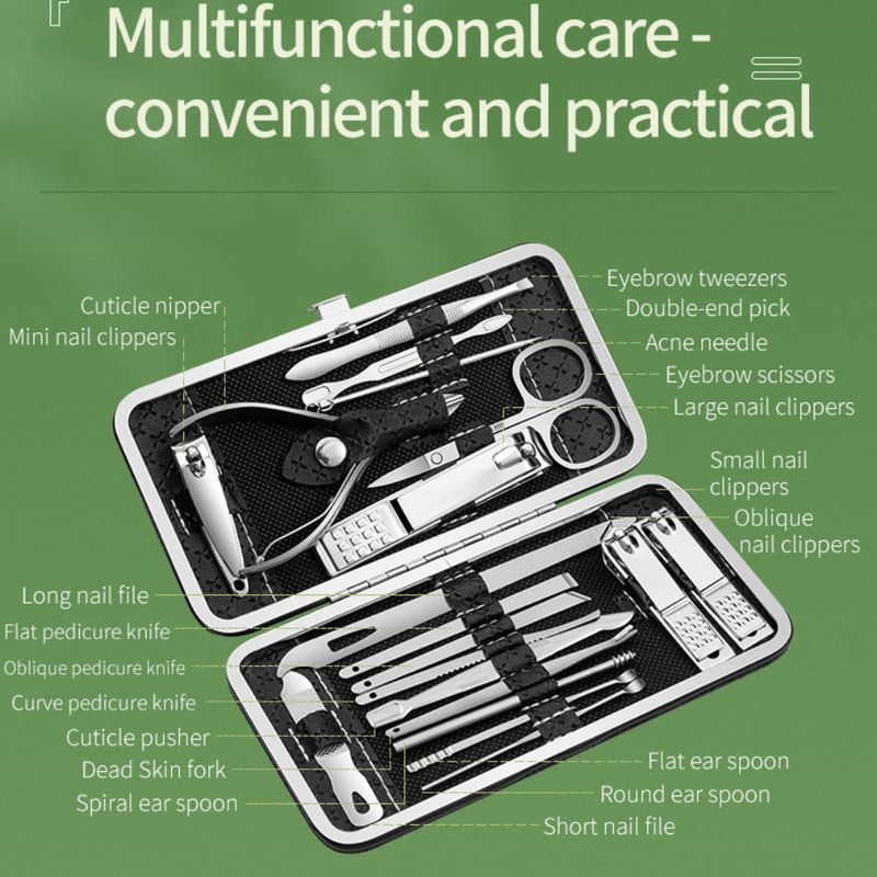 Ingrijire personala si Cosmetice - Manichiura si pedichiura - Truse manichiura si pedichiura - Trusă de manichiură și îngrijire personală - 9 piese, oțel inoxidabil & husă PU elegantă - Infinity.ro