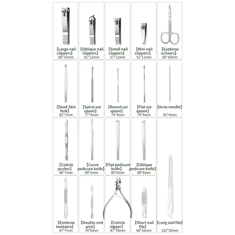Ingrijire personala si Cosmetice - Manichiura si pedichiura - Truse manichiura si pedichiura - Trusă de manichiură și pedichiură, profesională - 16 piese, Oțel inoxidabil, husă PU elegantă - Infinity.ro