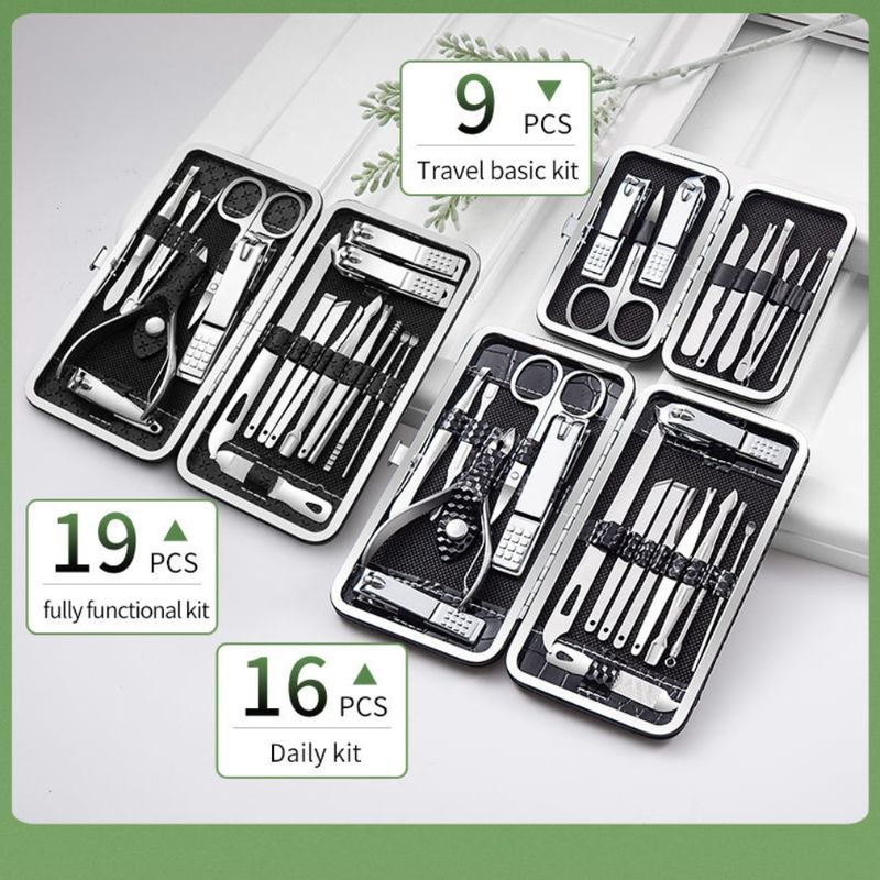 Ingrijire personala si Cosmetice - Manichiura si pedichiura - Truse manichiura si pedichiura - Trusă de manichiură și pedichiură, profesională - 16 piese, Oțel inoxidabil, husă PU elegantă - Infinity.ro