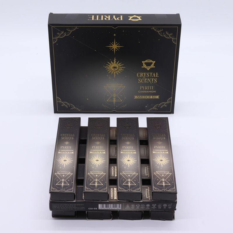 Casa si Gradina - Decoratiuni - Aromaterapie si lumanari - Odorizante camera - Bețișoare parfumate cu cristal de Pirită și aromă de Scorțișoară | Ritual de abundență, protecție și energie vitală - Infinity.ro
