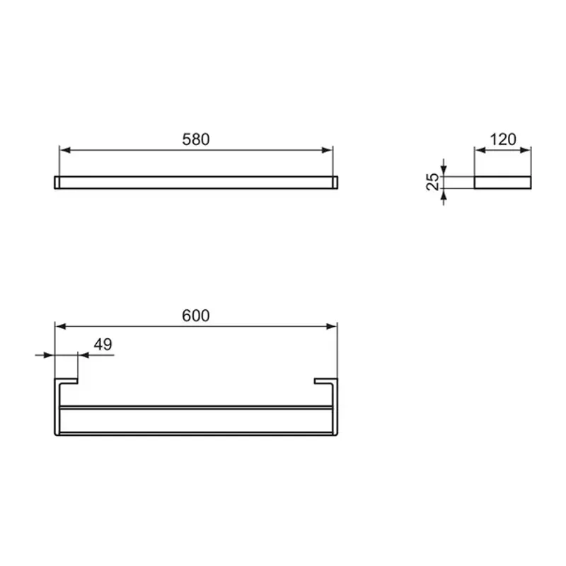 Casa si Gradina - Sanitare - Cazi si cabine de dus - Accesorii cada - Bara dubla portprosop Ideal Standard Atelier Conca 60 cm crom lucios - Infinity.ro