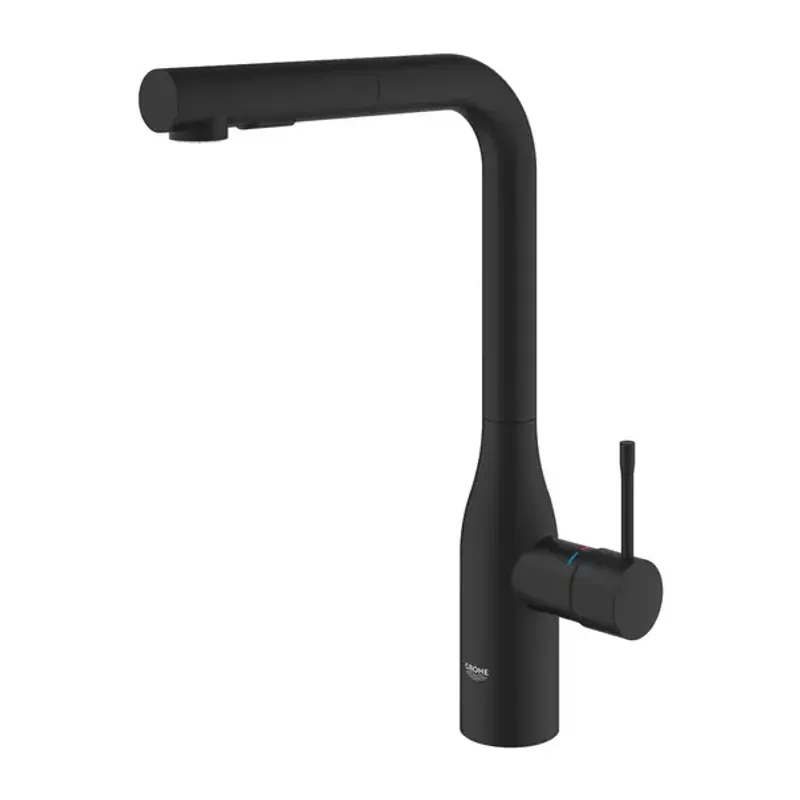 Casa si Gradina - Sanitare - Chiuveta bucatarie si accesorii - Baterii bucatarie - Baterie bucatarie cu dus extractibil Grohe Essence negru mat Phantom Black - Infinity.ro