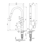 Casa si Gradina - Sanitare - Chiuveta bucatarie si accesorii - Baterii bucatarie - Baterie bucatarie cu dus extactibil Ideal Standard Gusto 235 auriu periat 1 tip de jet - Infinity.ro
