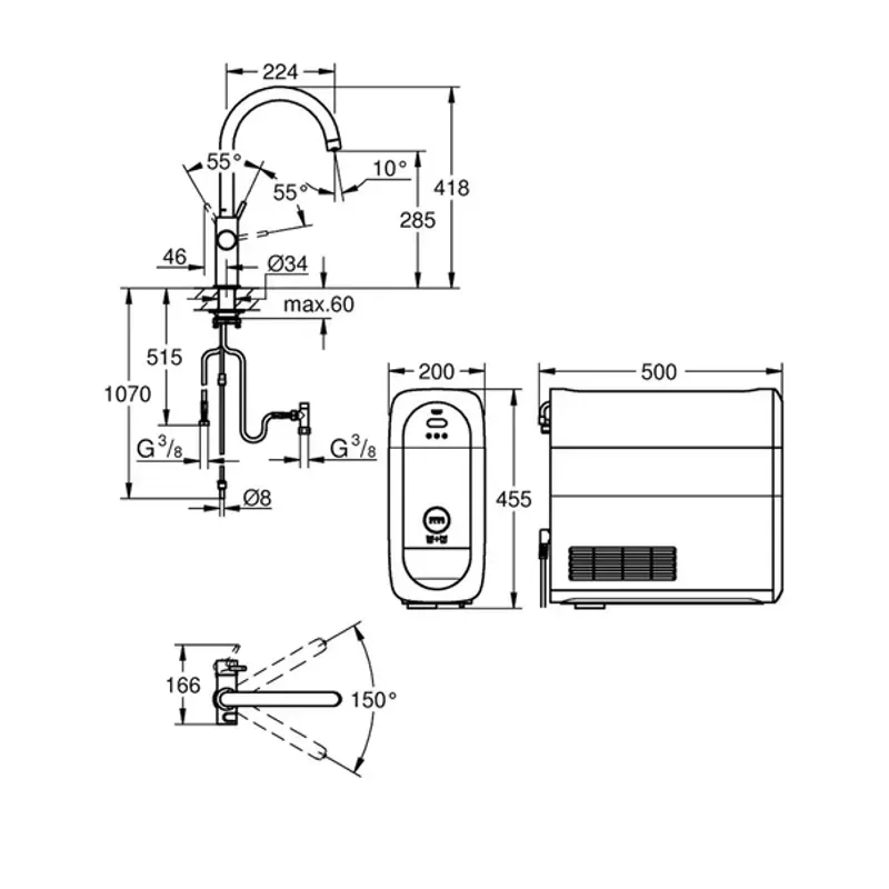 Casa si Gradina - Sanitare - Chiuveta bucatarie si accesorii - Baterii bucatarie - Baterie bucatarie Grohe Blue Home crom pipa tip C si Starter Kit - Infinity.ro