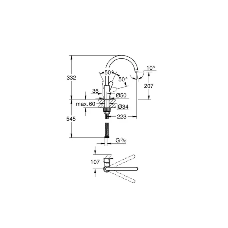 Casa si Gradina - Sanitare - Chiuveta bucatarie si accesorii - Baterii bucatarie - Baterie bucatarie Grohe BauEdge crom lucios - Infinity.ro