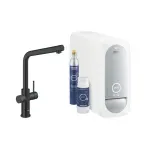 Casa si Gradina - Sanitare - Chiuveta bucatarie si accesorii - Baterii bucatarie - Baterie bucatarie Grohe Blue Home pipa tip L si Starter Kit negru mat - Infinity.ro