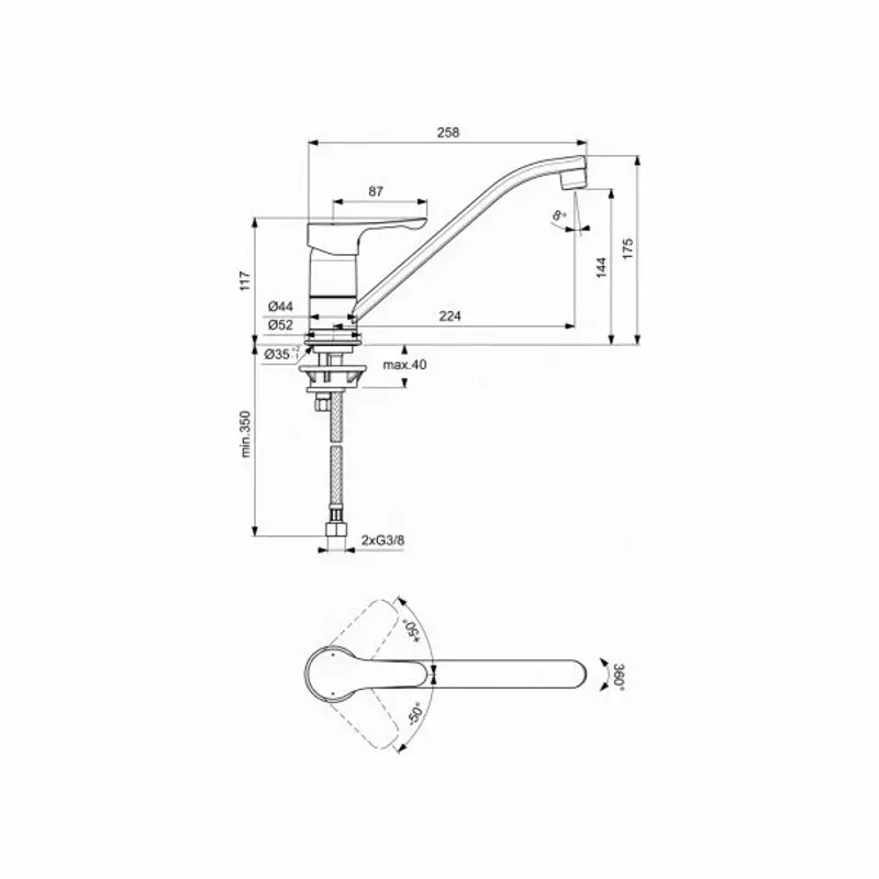 Casa si Gradina - Sanitare - Chiuveta bucatarie si accesorii - Baterii bucatarie - Baterie bucatarie Ideal Standard Alpha monocomanda - Infinity.ro