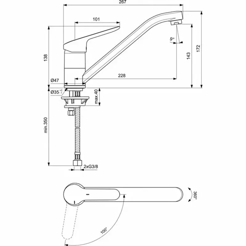 Casa si Gradina - Sanitare - Chiuveta bucatarie si accesorii - Baterii bucatarie - Baterie bucatarie Ideal Standard Ceraflex BlueStart monocomanda - Infinity.ro