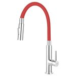 Casa si Gradina - Sanitare - Chiuveta bucatarie si accesorii - Baterii bucatarie - Baterie de bucatarie, Ferro, Zumba Slim 2F, cu pipa flexibila, rosu - Infinity.ro