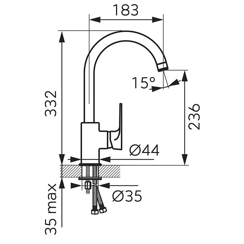 Casa si Gradina - Sanitare - Chiuveta bucatarie si accesorii - Baterii bucatarie - Baterie de bucatarie, Ferro, Algeo Square, crom - Infinity.ro