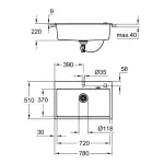 Casa si Gradina - Sanitare - Chiuveta bucatarie si accesorii - Chiuvete bucatarie - Chiuveta compozit Grohe K700 78x51.1 cm negru - Infinity.ro
