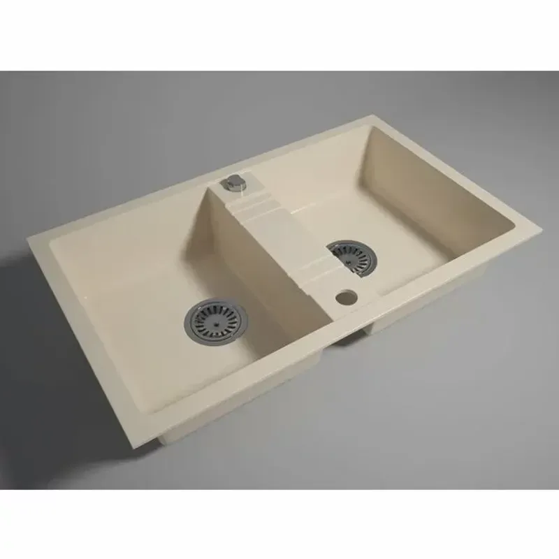 Casa si Gradina - Sanitare - Chiuveta bucatarie si accesorii - Chiuvete bucatarie - Chiuveta compozit Ferro Mezzo II granit 78x48 cm bej nisip - Infinity.ro