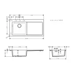 Casa si Gradina - Sanitare - Chiuveta bucatarie si accesorii - Chiuvete bucatarie - Chiuveta compozit Hansgrohe S51 SilicaTec negru grafit stanga 105x51 cm - Infinity.ro