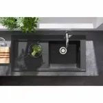 Casa si Gradina - Sanitare - Chiuveta bucatarie si accesorii - Chiuvete bucatarie - Chiuveta compozit Hansgrohe S51 SilicaTec negru grafit dreapta 105x51 cm - Infinity.ro