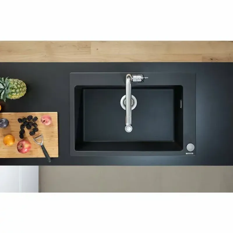 Casa si Gradina - Sanitare - Chiuveta bucatarie si accesorii - Chiuvete bucatarie - Chiuveta compozit Hansgrohe S51 SilicaTec negru grafit 77x51 cm - Infinity.ro