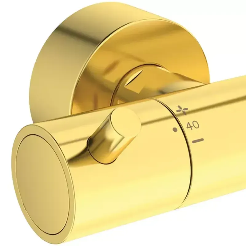 Casa si Gradina - Sanitare - Cazi si cabine de dus - Coloane si seturi de dus - Coloana de dus cu baterie termostatata auriu periat Ideal Standard Ceratherm T125 - Infinity.ro