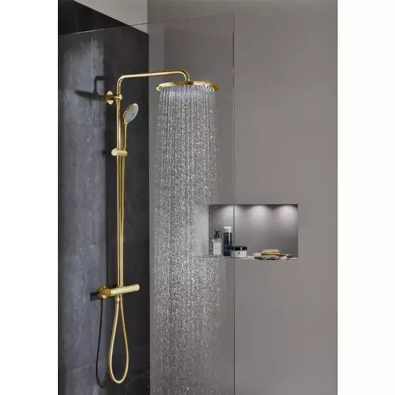 Casa si Gradina - Sanitare - Cazi si cabine de dus - Coloane si seturi de dus - Coloana de dus cu baterie termostatata auriu periat Grohe Euphoria 310 Cool Sunrise - Infinity.ro