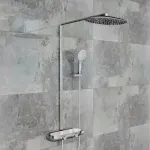 Casa si Gradina - Sanitare - Cazi si cabine de dus - Coloane si seturi de dus - Coloana de dus cu baterie termostatata crom - alb Grohe RainShower System SmartControl 360 Mono - Infinity.ro